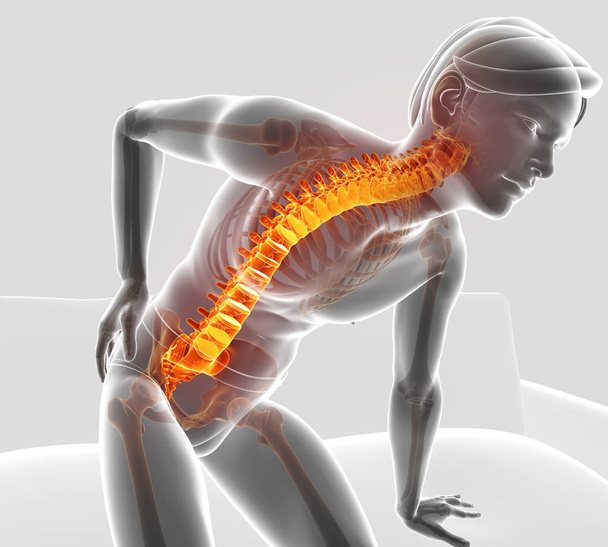 sırt ağrısı duygu erkek 3D çizimi - Fotoğraf, Görsel