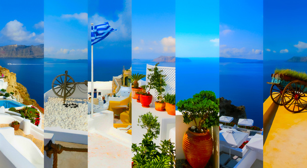 Conjunto de fotos de verão em Santorini, Grécia
 - Foto, Imagem
