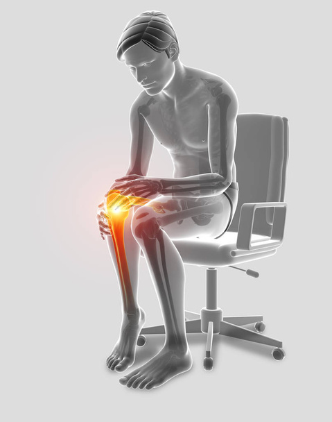 3D-s illusztráció a férfi érzés térd fájdalom - Fotó, kép