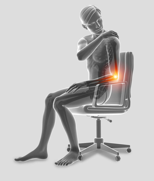 3D απεικόνιση του αγκώνα αρσενικό αίσθημα πόνου - Φωτογραφία, εικόνα