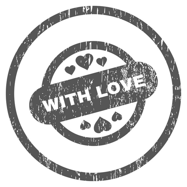 With Love Stamp Seal Rounded Grainy Texture Icon - Vektor, obrázek