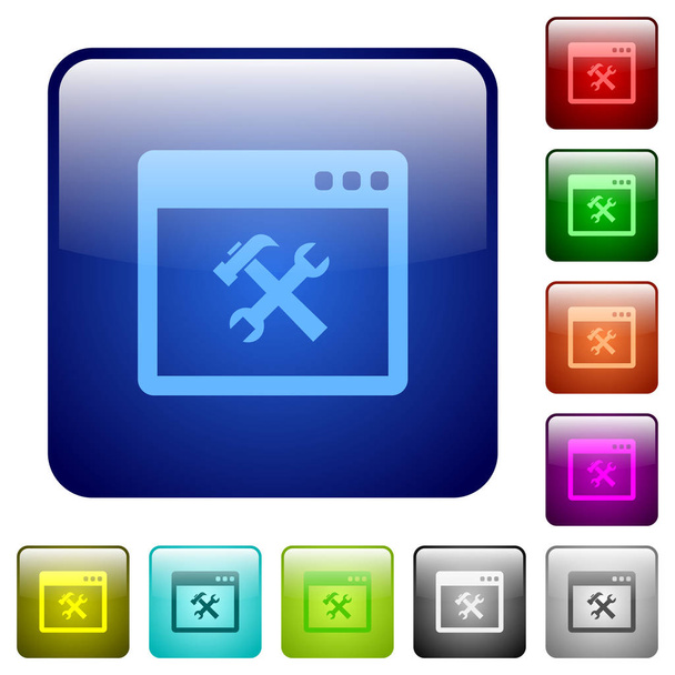 Application tools color square buttons - Vector, imagen