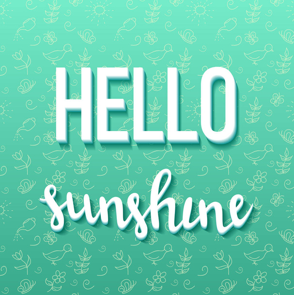 Hello spring poster with handwritten guote. Vector illustration - Vector, Image