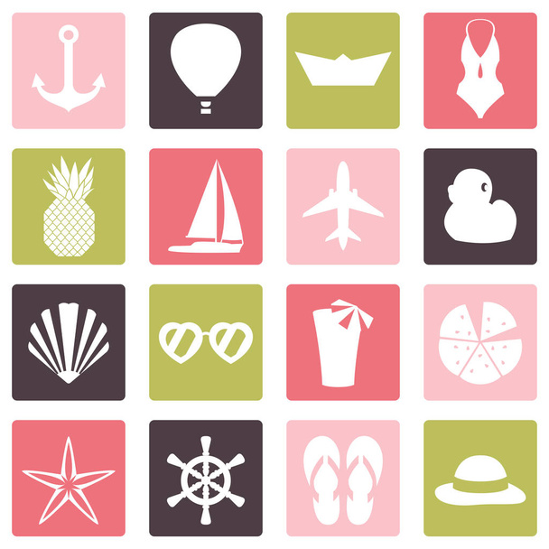 Vector illustration of colorful summer symbols ans objects - Vettoriali, immagini