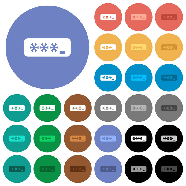 PIN-код круглой плоской разноцветной иконки
 - Вектор,изображение