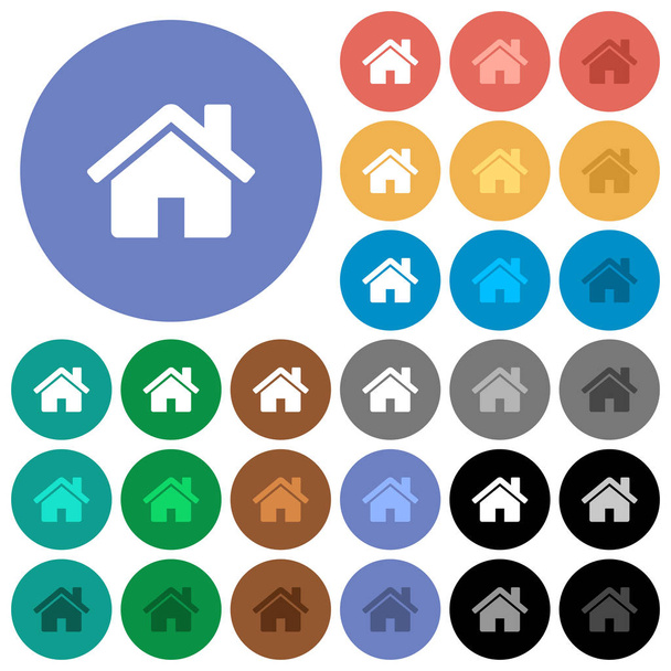 Otthoni kerek lapos multi színes ikonok - Vektor, kép