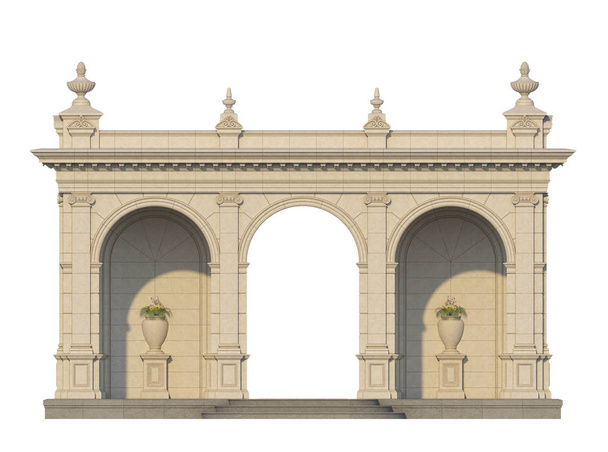 аркада с ионными пилястрами в классическом стиле. 3D рендеринг
 - Фото, изображение
