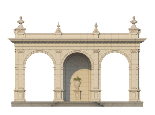 arcade with ionic pilasters in classic style. 3d render - Photo, Image