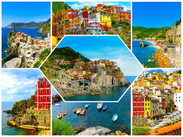 Collage of Cinque Terre photos in Italy - Photo, Image