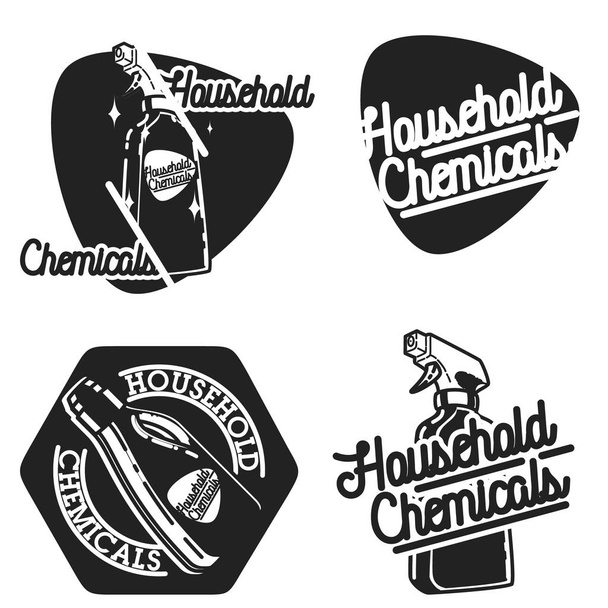 Kleur vintage huishoudelijke chemicaliën emblemen - Vector, afbeelding