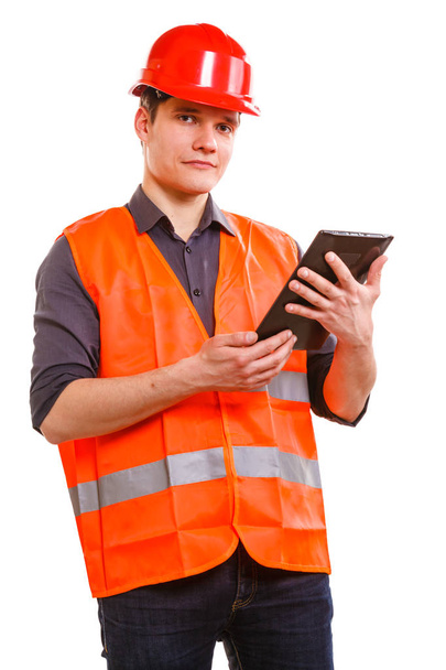 Male worker with tablet. - Fotoğraf, Görsel
