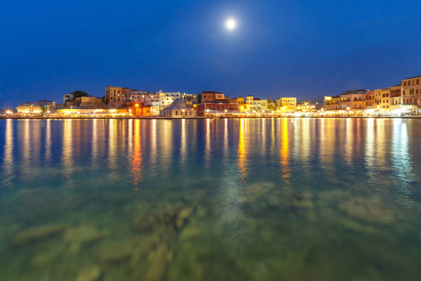 Night Venetian quay, Chania, Crete - Photo, image