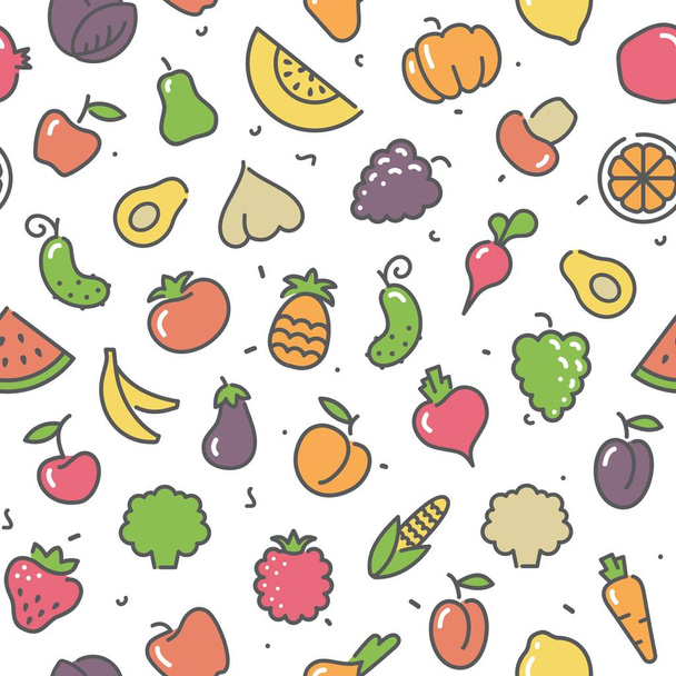 Seamless pattern fruits and vegetables - Vector, Image