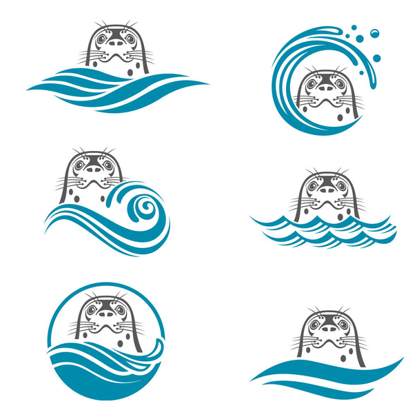 abstract seal icons set - Вектор, зображення