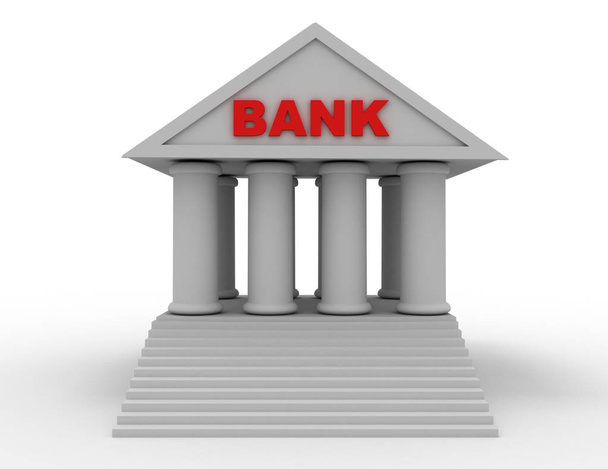 3d-Symbol der Bank. Illustration auf weißem Hintergrund - Foto, Bild