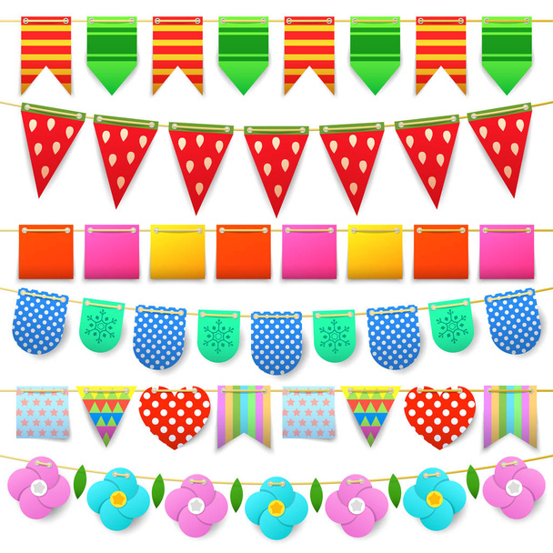Party Celebration Collection kolorowe flagi do dekoracji. Ilustracja wektorowa - Wektor, obraz