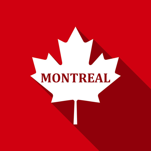 Канадский кленовый лист с названием города Монреаль плоская икона с длинной тенью. Векторная миграция
 - Вектор,изображение