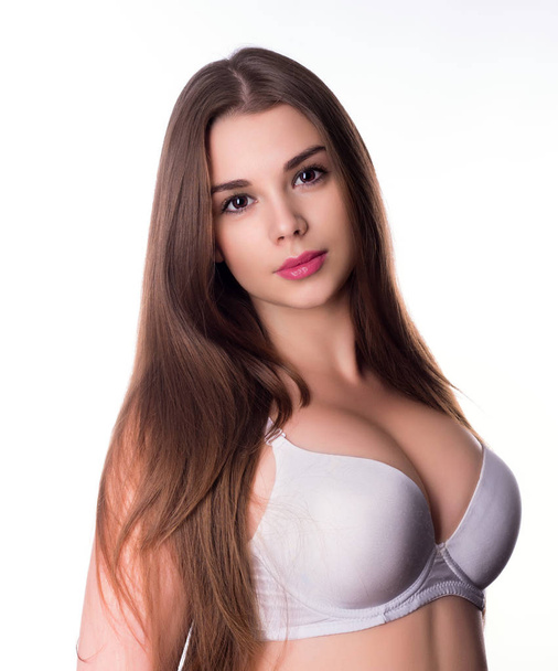 Portrait of brunette girl in underwear - Фото, изображение