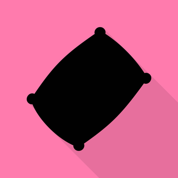 Kussen teken illustratie. Zwarte pictogram met vlakke stijl schaduw pad op roze achtergrond. - Vector, afbeelding