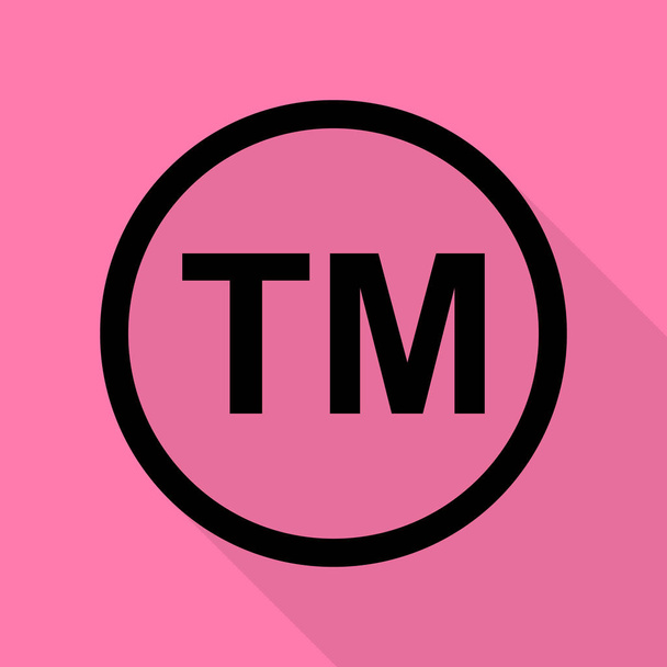 Trade mark sign. Black icon with flat style shadow path on pink background. - Vector, Image