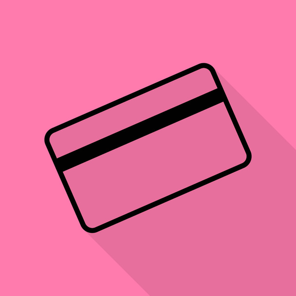 Credit card symbol for download. Black icon with flat style shadow path on pink background. - Vektor, obrázek