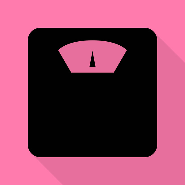 Bathroom scale sign. Black icon with flat style shadow path on pink background. - Vector, Image