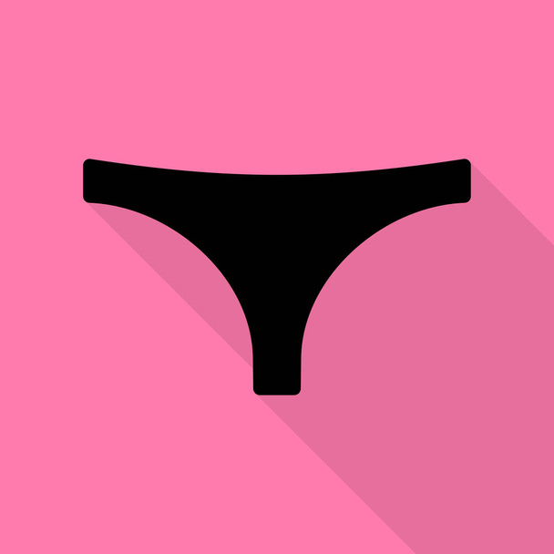 Unterhosen für Frauen unterschreiben. schwarzes Symbol mit flachem Schattenpfad auf rosa Hintergrund. - Vektor, Bild