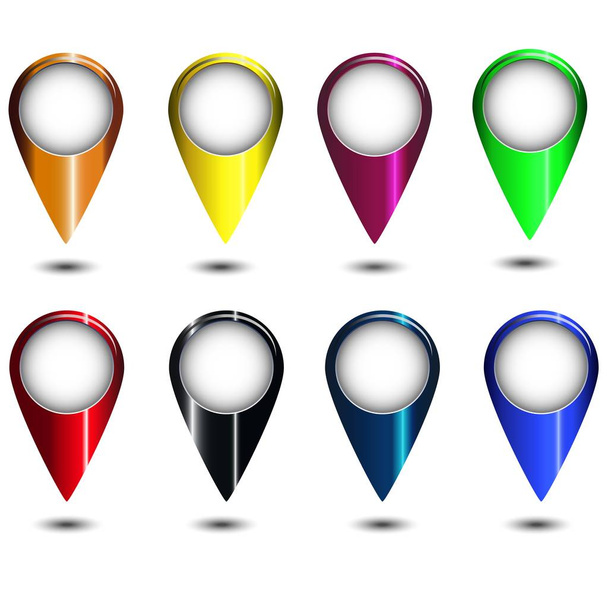 Set of colored map pointers - Вектор, зображення