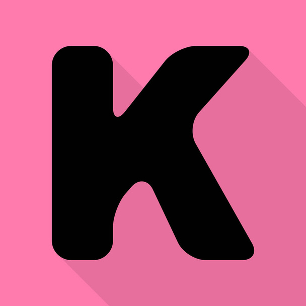 Levél K design sablon elemet. Lapos stílusú shadow elérési rózsaszín háttér fekete ikon. - Vektor, kép