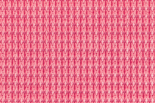 Açık kırmızı renkli yumuşak yumuşacık kumaş closeup üzerinden. Doku Tekstil makronun. - Fotoğraf, Görsel