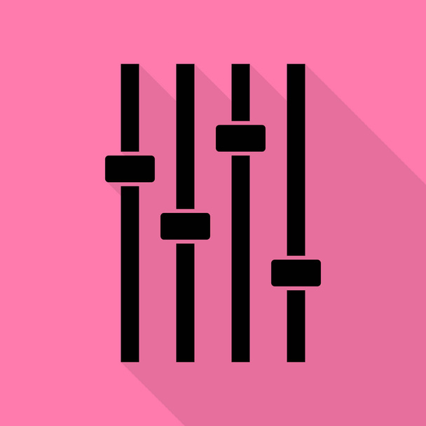 Aanpassing muziek lijn teken. Zwarte pictogram met vlakke stijl schaduw pad op roze achtergrond. - Vector, afbeelding