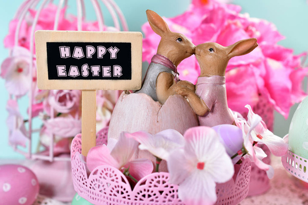 Easter card in pastel colors with greeting text - Foto, Imagem