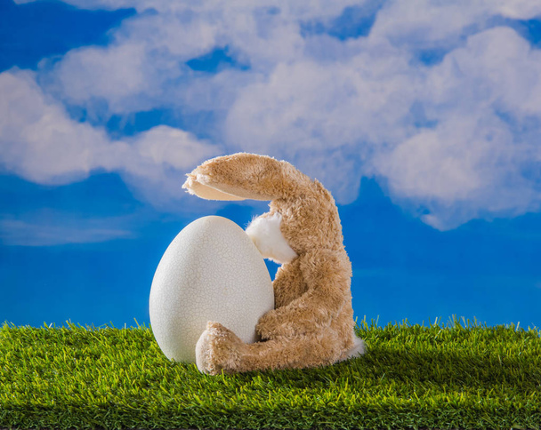 Δύο φρέσκα αυγά, σε ένα όμορφο μπλε μπολ με μοτίβο. - Φωτογραφία, εικόνα