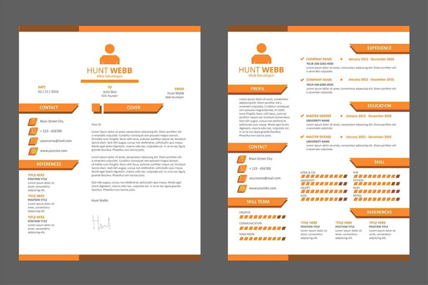 CV резюме резюме, навчальний план Vitae Orange плоский дизайн
 - Вектор, зображення