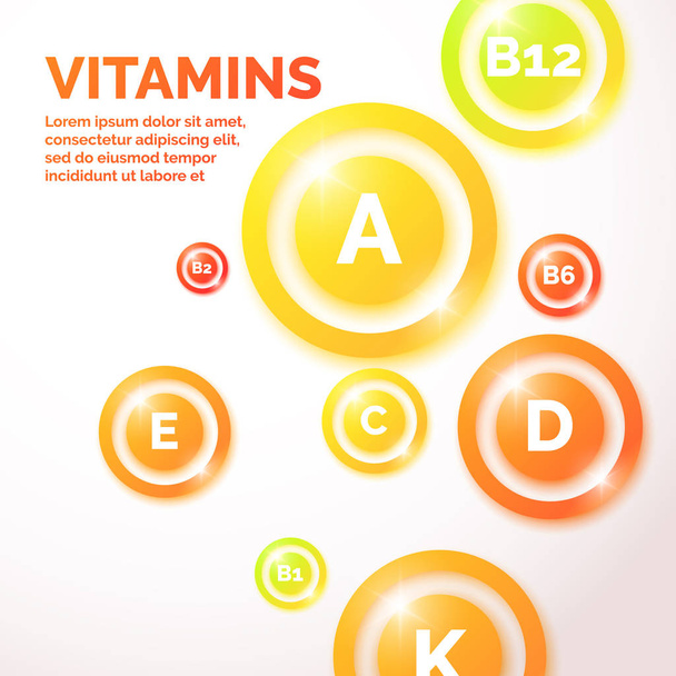 Fondo vitamínico colorido
 - Vector, imagen