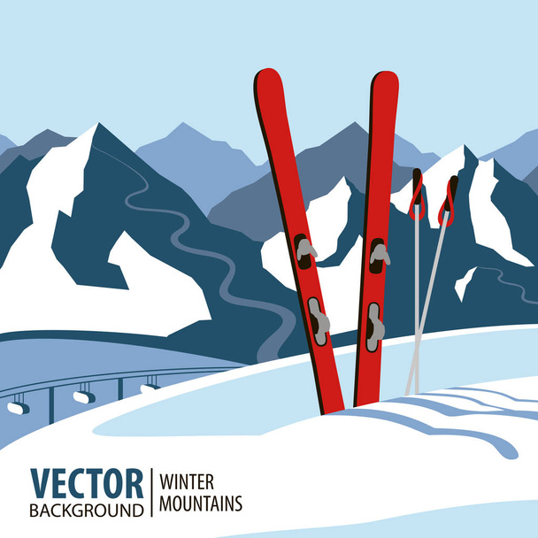 Fondo esquí, montañas en temporada de invierno. Vector
. - Vector, imagen