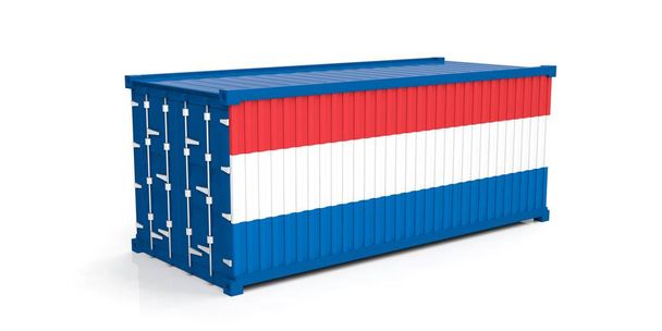 Netherlands flag on container. 3d illustration - Foto, Bild
