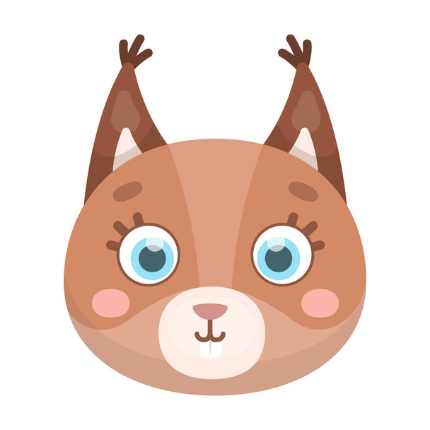 Squirrel muzzle icon in cartoon style isolated on white background. Animal muzzle symbol stock vector illustration. - Vetor, Imagem