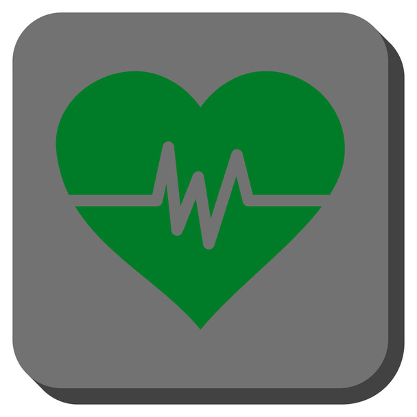 Heart Pulse Rounded Square Button - Vector, afbeelding