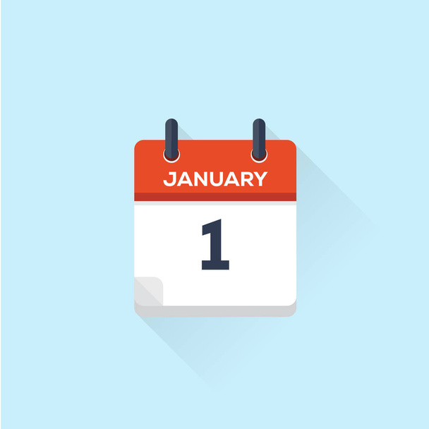 1. Januar flacher Kalender, Vektorillustration - Vektor, Bild