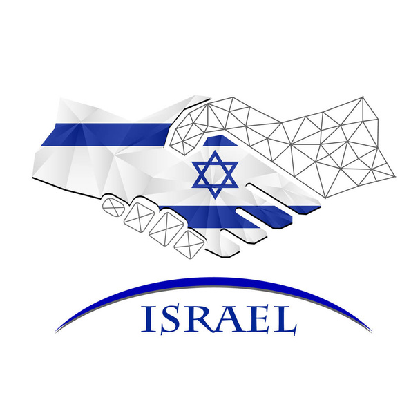 イスラエルの国旗から作られた握手のロゴ. - ベクター画像