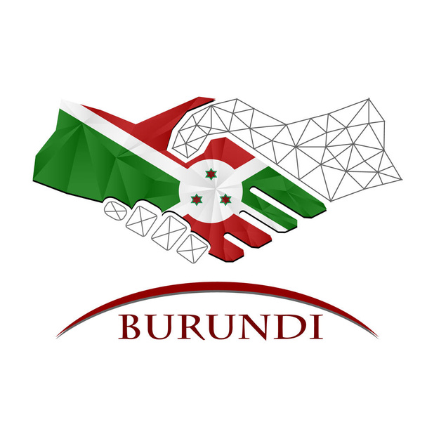 Логотип рукостискання зроблений з прапора Бурунді.. - Вектор, зображення