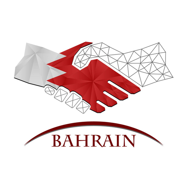 Logotipo del apretón de manos hecho de la bandera de Bahréin. - Vector, imagen