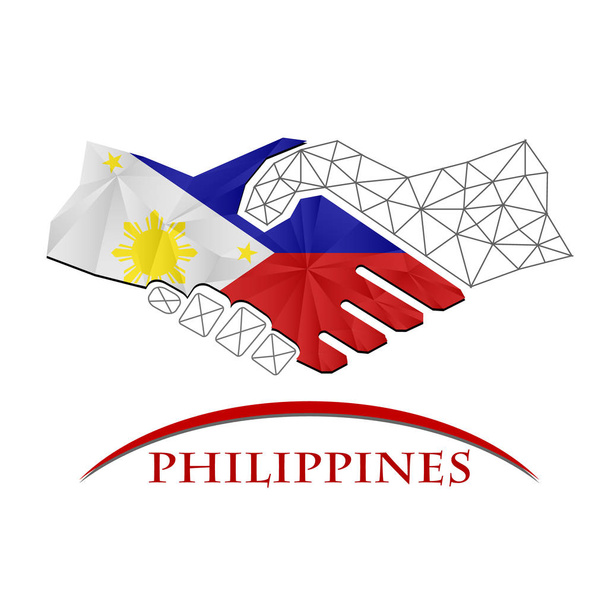 Filippiinien lipusta valmistettu kättelylogo. - Vektori, kuva