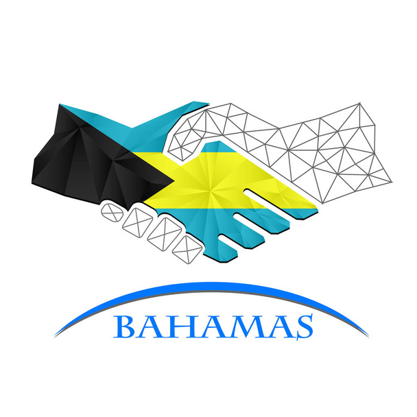 Логотип рукопожатия из флага Багамских Островов. - Вектор,изображение