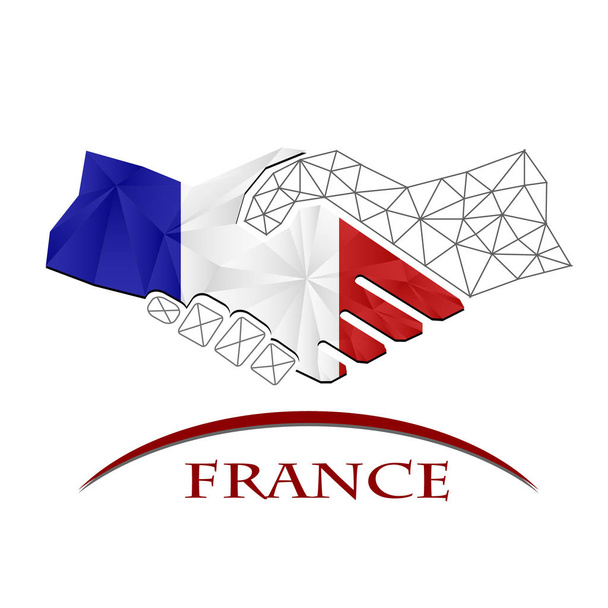 Logo handshake z vlajky Francie. - Vektor, obrázek