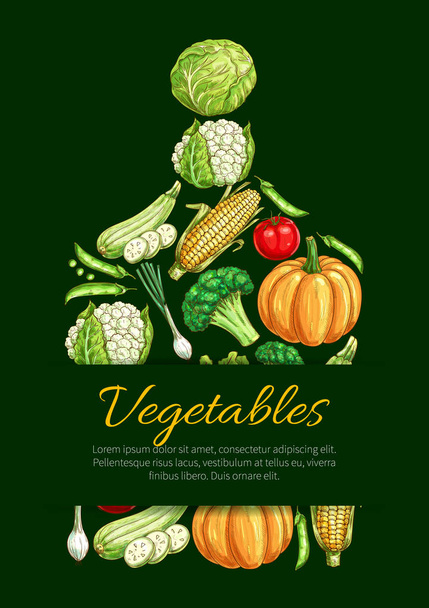Vegetables and organic veggies vector poster - Vector, Image