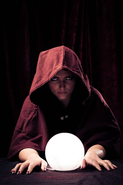 Spooky Fortune Teller With Crystal Ball - Fotografie, Obrázek