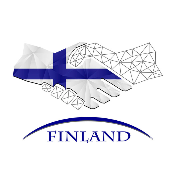 Логотип рукопожатия из флага Финляндии. - Вектор,изображение