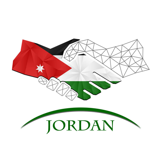 Рукостискання логотип з Прапор Йорданії. - Вектор, зображення